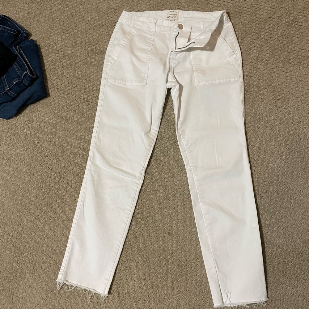 White Sanctuary standard surplus matchstick raw edge white jeans